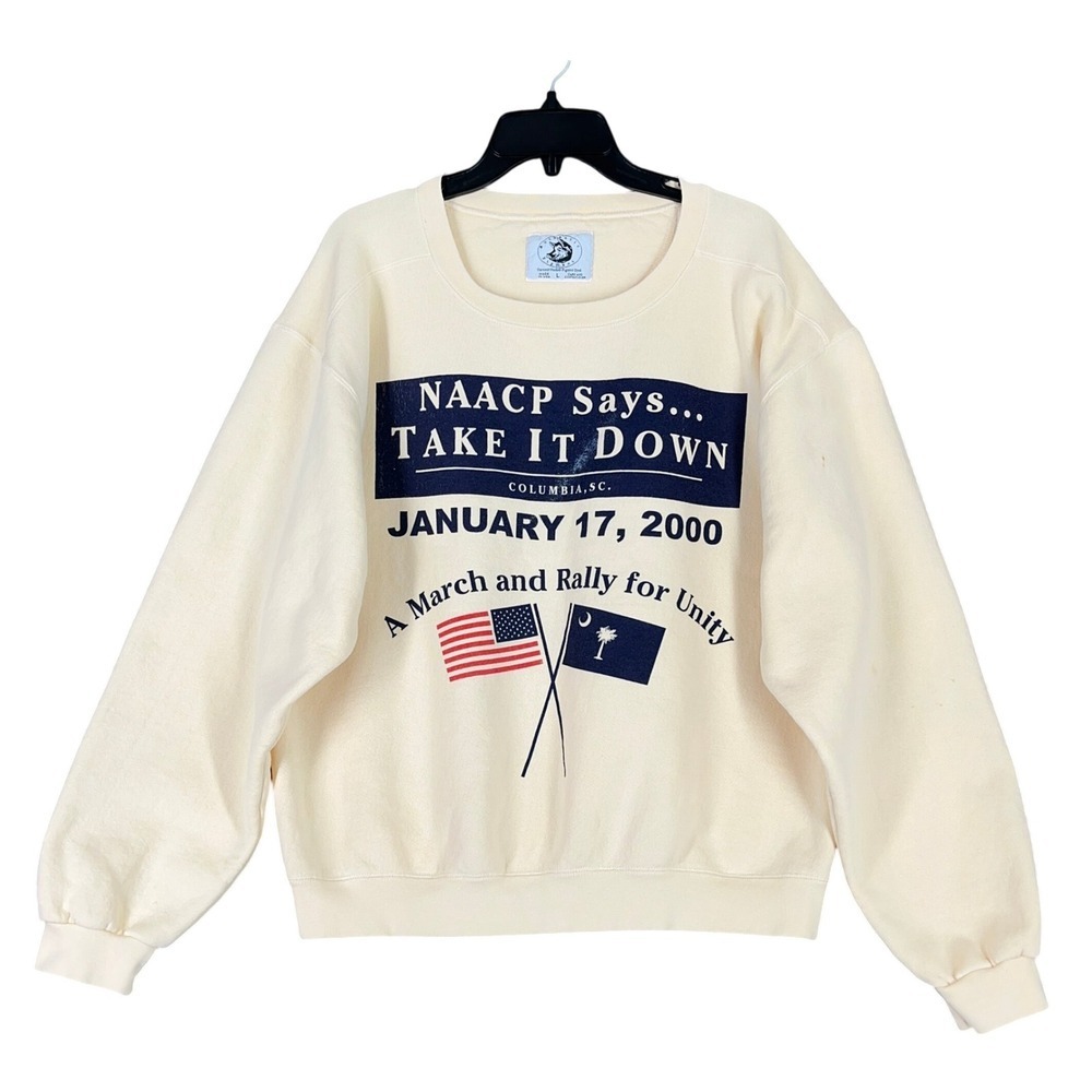Vintage NAACP Take It Down Political Sweater Large 2000 Made USA Y2K Activism